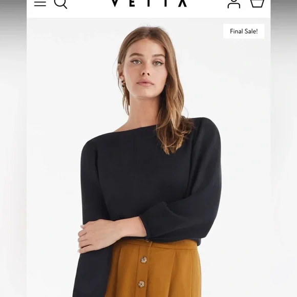 Vetta Capsule Gathered Sleeve Wrap Top Black - Picture 2 of 9